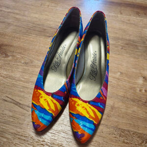 Vibrant Women's Life Stride Multi-color Abstract Print Heels Size 9